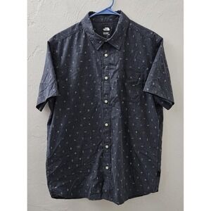 The North Face Men's Short Sleeve Size Large Dark Gray Button Up Shirt Design